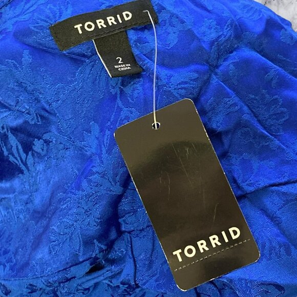 Torrid Electric Blue Jacquard Trench Coat Jacket - Picture 3 of 12